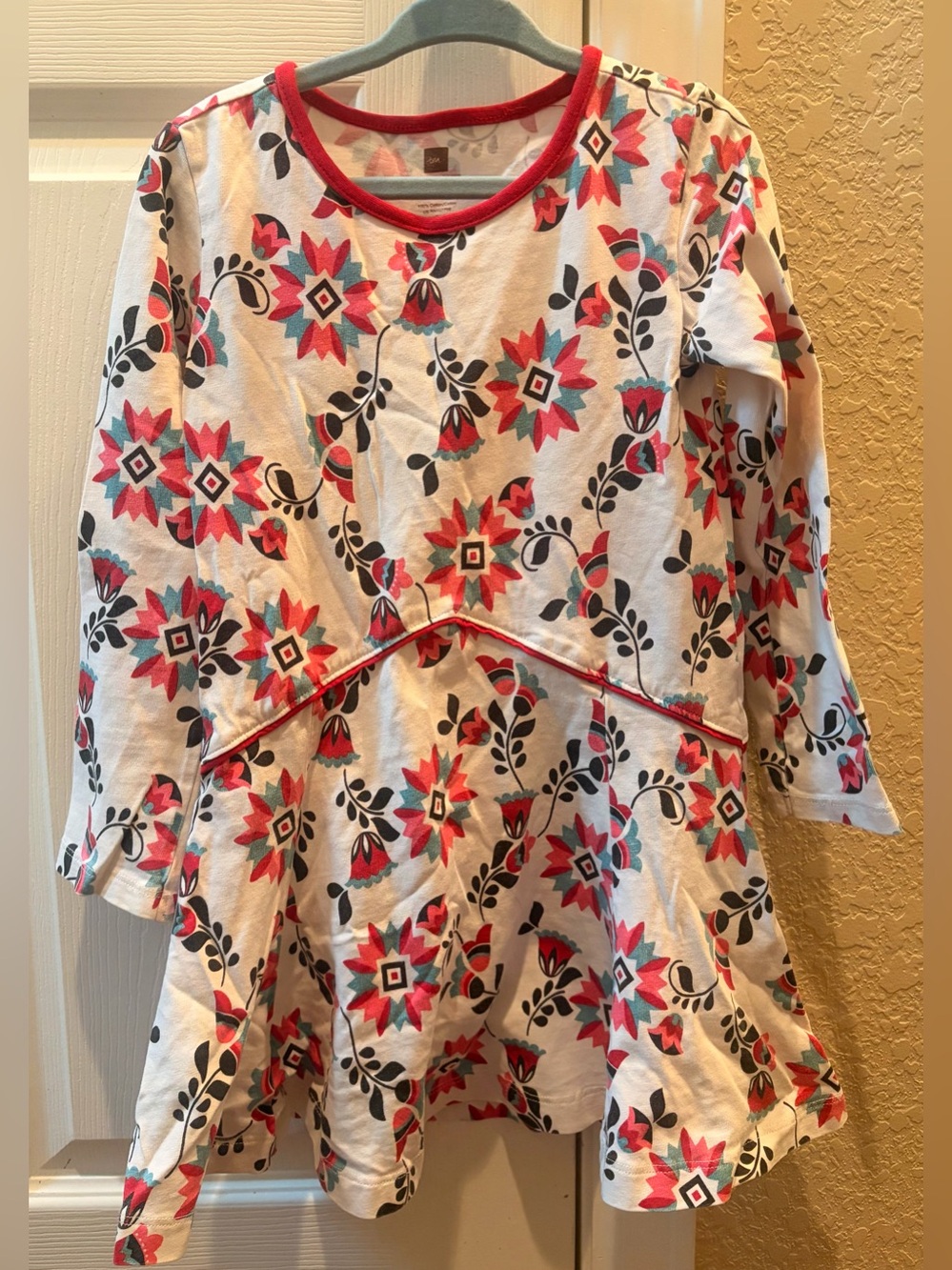 Tea Collection Girls Floral dress in Red, Teal & Black